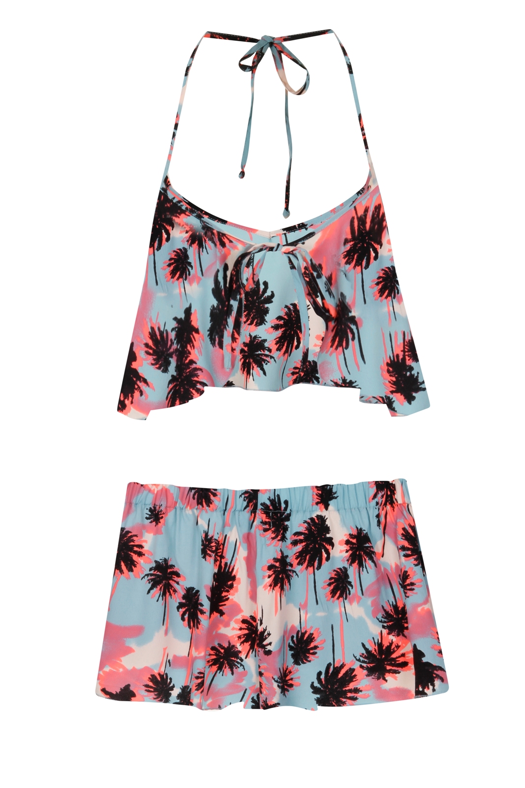 Womens Crop Top & Shorts Set Beach Cover Up CoOrds Matching 2 Piece